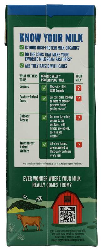 Organic Valley Protein+ 2% Milk 48oz Ctn