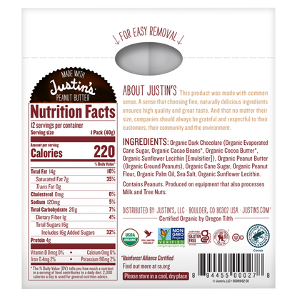 Justin's Organic Dark Chocolate Peanut Butter Cups 2ct