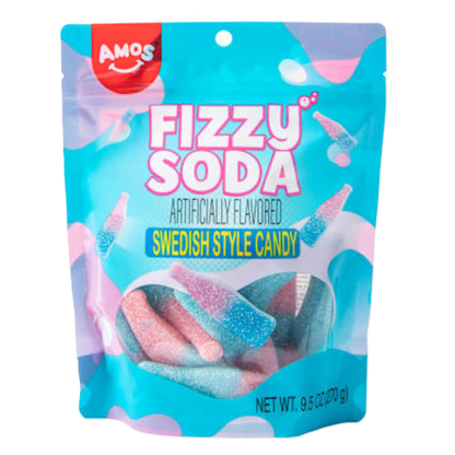 Amos Fizzy Soda Swedish Gummy Candy, 9.5 oz