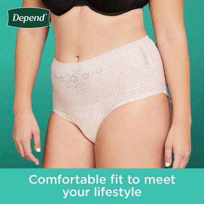 Depend Fresh Protection Adult Incontinence & Postpartum Bladder Leak Underwear for Women, Disposable, Maximum, Large, Blush, 17 Count