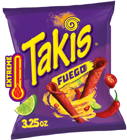 Takis Fuego Spicy Rolled Tortilla Chips Snack Size Bag 3.25 oz