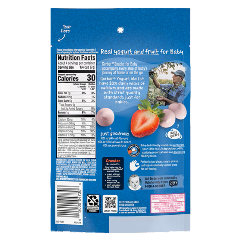 Gerber Baby Foods Strawberry Yogurt Melts, 1 oz.