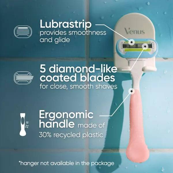 Gillette Venus Extra Smooth Pink Women's Razor Handle + 2 Blade Refills