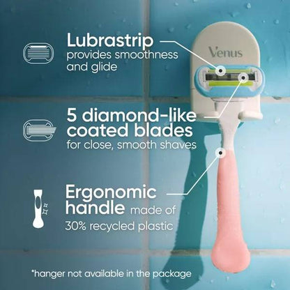 Gillette Venus Extra Smooth Pink Women's Razor Handle + 2 Blade Refills