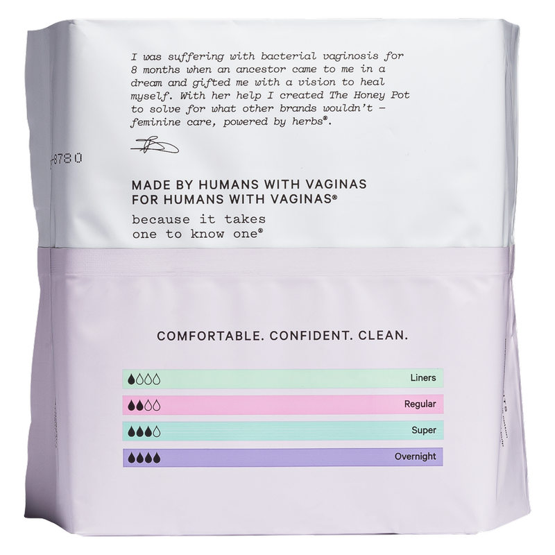 The Honey Pot Herbal Overnight Menstrual Pads, 12ct