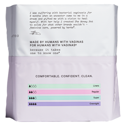 The Honey Pot Herbal Overnight Menstrual Pads, 12ct