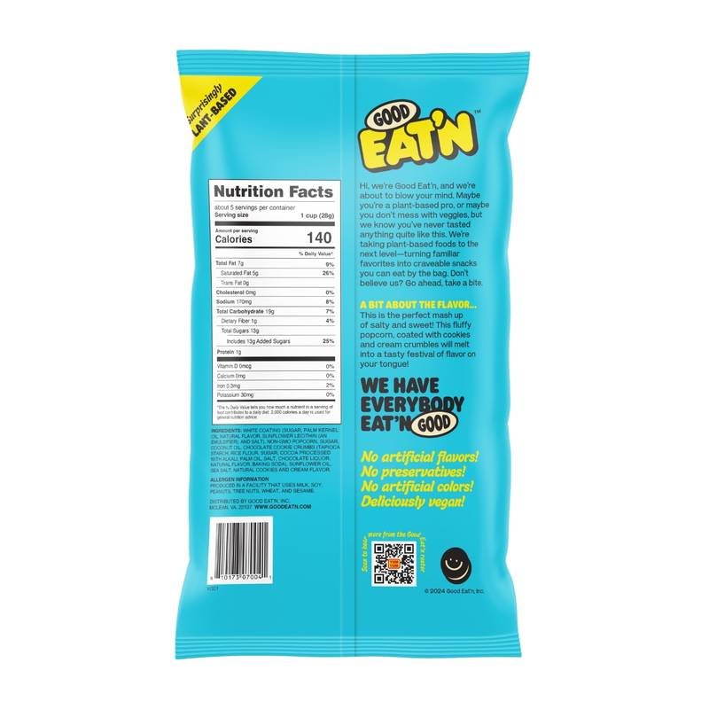 Good Eat'n Cookies N' Creme Popcorn 6oz Bag - Good Eat'n – BevMo!