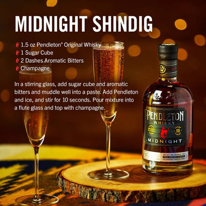 Pendleton Midnight with Two Rocks Glasses Canadian Whiskey 750ml (90 Proof)