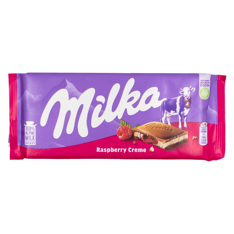 Milka Raspberry Cream Chocolate Bar, 3.5 oz