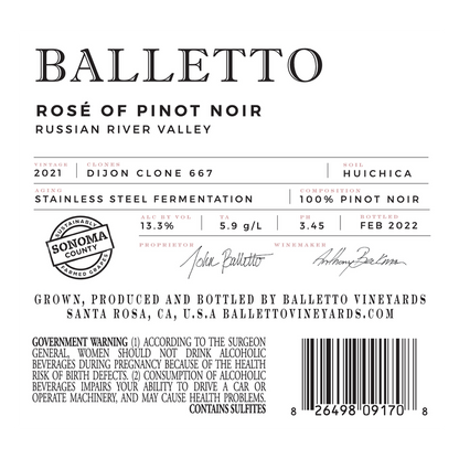 Balletto Rose Of Pinot Noir 750ml