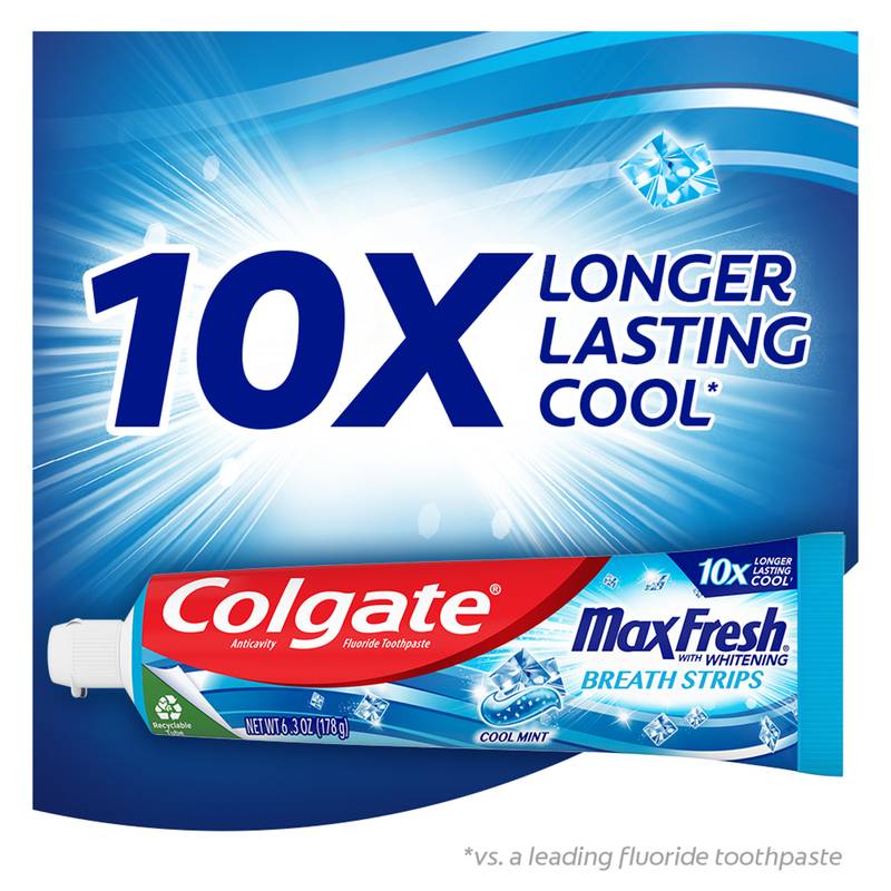 Colgate Max Fresh with Whitening Toothpaste with Mini Breath Strips, 6.3oz