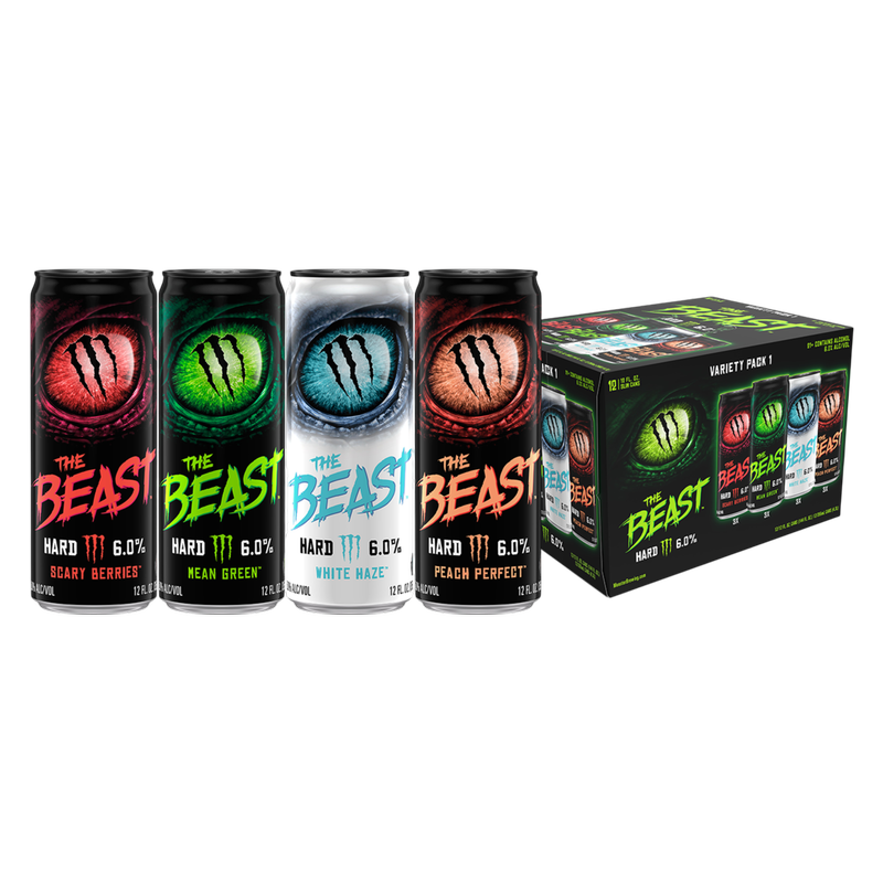 Monster Energy The BEAST アルコール6% 4種類12本 The Beast Unleashed Variety Pack 12pk 12oz Can 6% ABV - The Beast