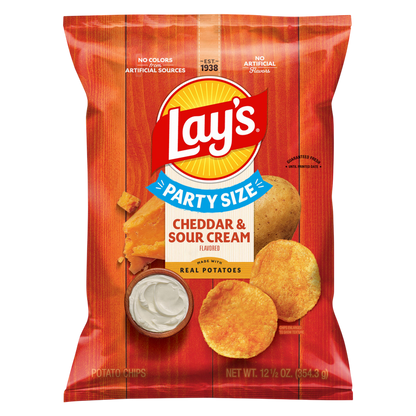 Lay's Cheddar & Sour Cream Potato Chips Party Size 12.5oz
