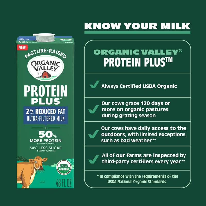 Organic Valley Protein+ 2% Milk 48oz Ctn