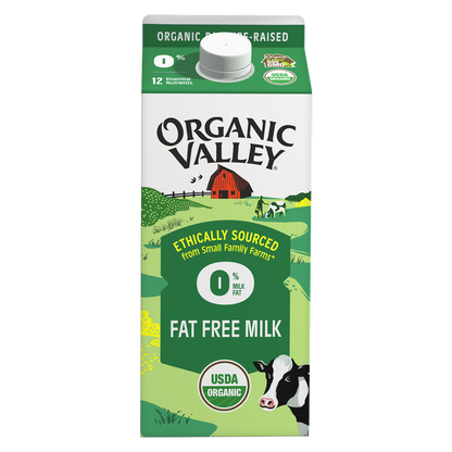 Organic Valley Fat Free Milk 1/2 Gallon CA