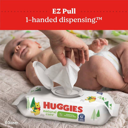 Huggies Natural Care Sensitive Baby Wipes, Unscented, 3 Flip-Top Packs (168 Wipes Total)
