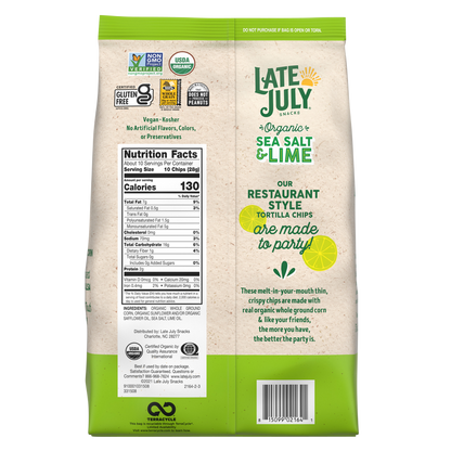 Late July Sea Salt and Lime Thin and Crispy Organic Tortilla Chips 10.1oz