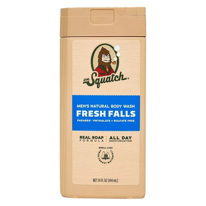 Dr. Squatch Men's Non-Exfoliating Body Wash, Fresh Falls, 14oz