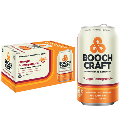 Boochcraft Orange Pomegranate Hard Kombucha 6pk 12oz Can 7.0% ABV Boochcraft Orange Pomegranate Hard Kombucha 6pk 12oz Can 7.0% ABV