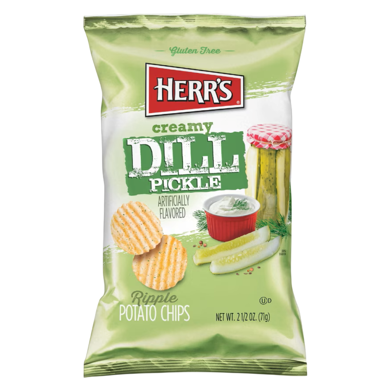 Herr's Creamy Dill Pickle Ripple Chips, 2.5oz