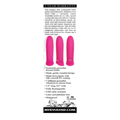 Evolved Pretty in Pink Silicone Rechargeable Personal Vibrator 1ct