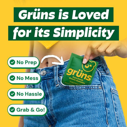 Gruns Adult Sugar Free Superfood Greens Gummies, 14 Servings