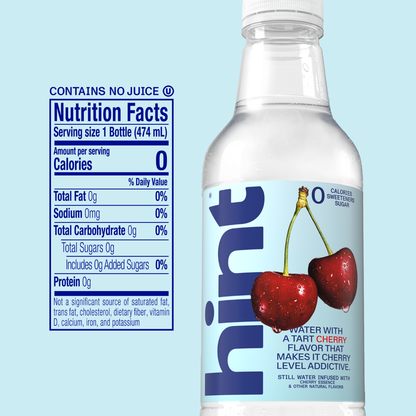 Hint Cherry Water 16oz Btl - Hint – BevMo!