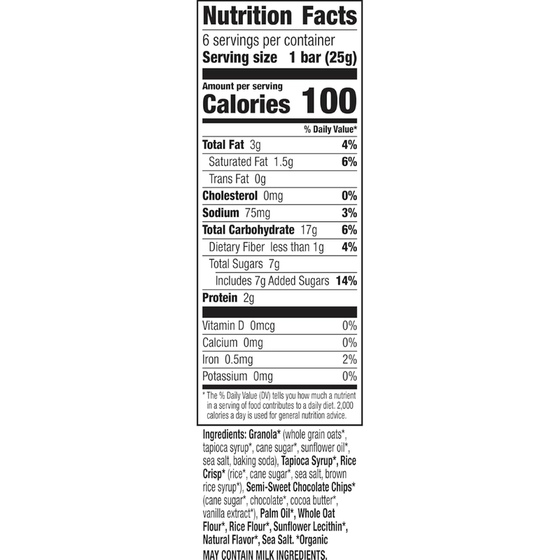 Annie's Homegrown Organic Chocolate Chip Chewy Granola Bars 6ct