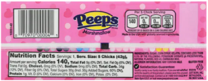 PEEPS, Pink Marshmallow Chicks Easter Candy, 5 Count