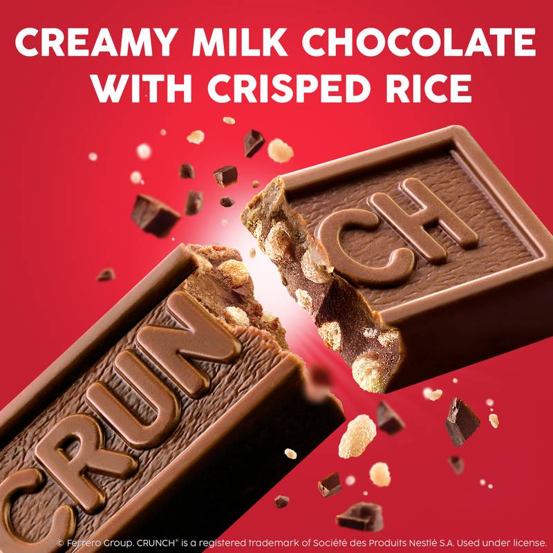 CRUNCH Milk Chocolate and Crisped Rice, Share Size Candy Bars, 2.7 oz
