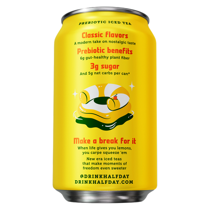 Halfday Lemon Prebiotic Iced Tea 12oz Can