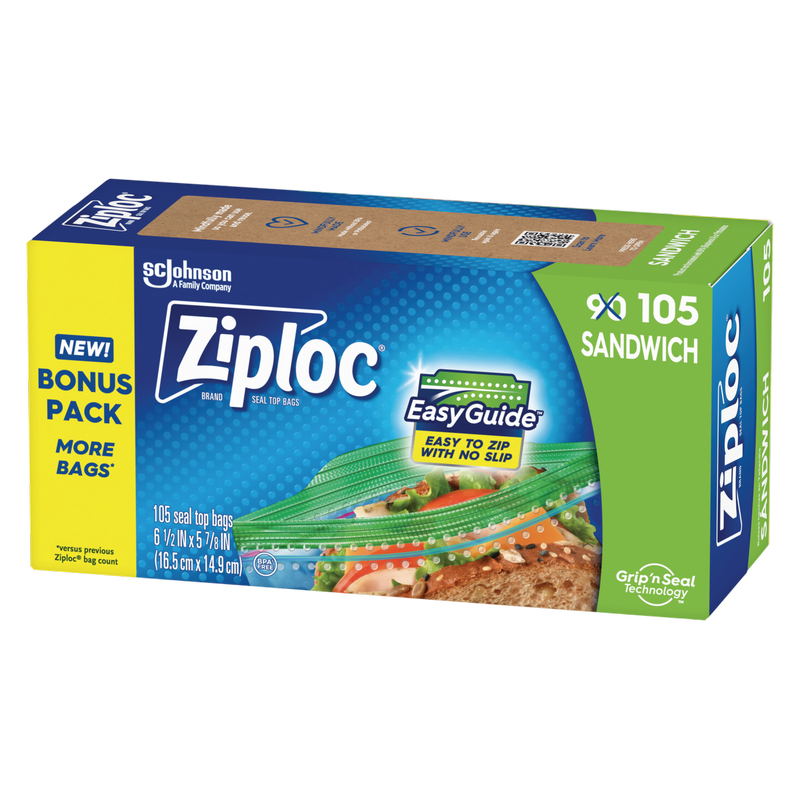 Ziploc Easy Guide Sandwich Bags, 105ct