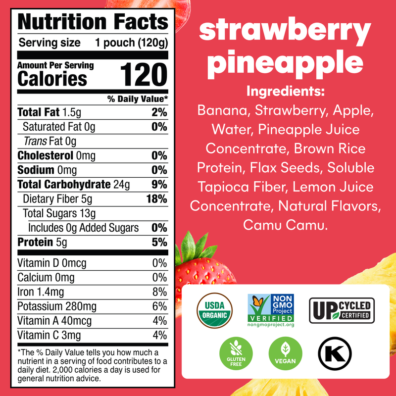 Noka Organic Strawberry Pineapple Superfood Smoothie 6pk 4.22oz Box