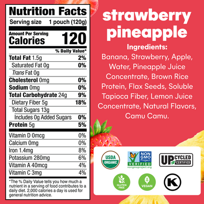 Noka Organic Strawberry Pineapple Superfood Smoothie 6pk 4.22oz Box