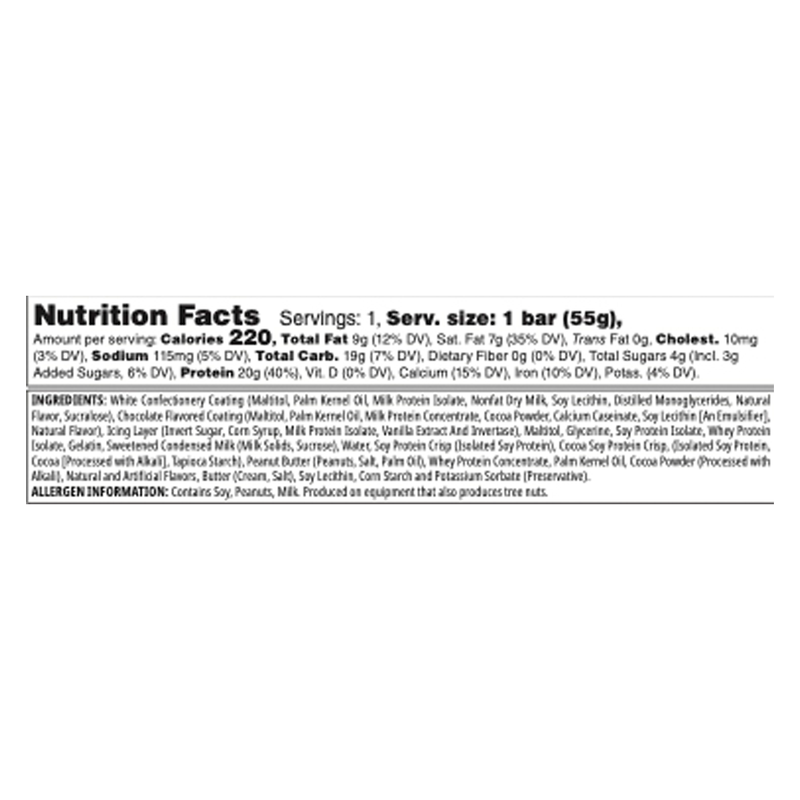 Myprotein Cookies and Cream Layered Single Bar 2.33oz