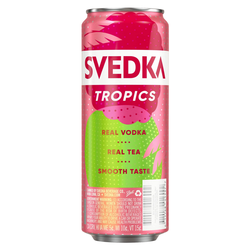 Tropics Raspberry Label SVEDKA Tropics Raspberry Kiwi Vodka Tea Spritz Single 12oz Can 5.0% ABV ...