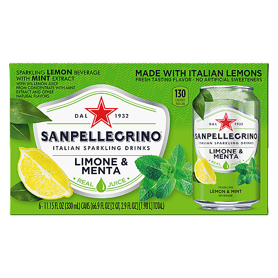 San Pellegrino Lemon Mint Sparkling Water 6pk 12oz Can