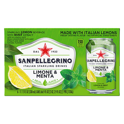 San Pellegrino Lemon Mint Sparkling Water 6pk 12oz Can