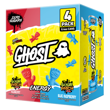 GHOST Energy Zero Sugar Sour Patch Kids Variety Pack 4pk 8.4oz Can