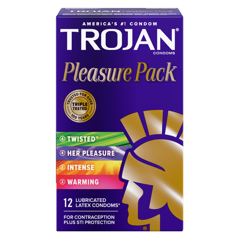 Trojan Pleasure Pack Lubricated Condoms 12ct