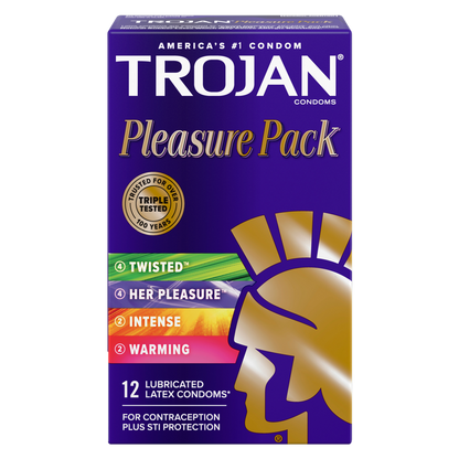 Trojan Pleasure Pack Lubricated Condoms 12ct