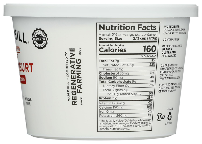 Maple Hill Creamery Organic Grass-Fed Plain Greek Yogurt - 16oz