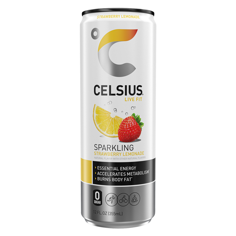 CELSIUS Sparkling Strawberry Lemonade, Essential Energy Drink 12oz Can