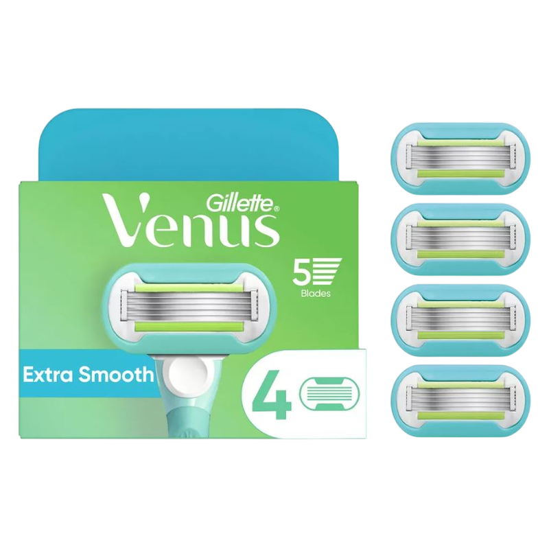 Gillette Venus Extra Smooth Women’s Razor Blades, 5-Bladed Razor Refills, 4 Count