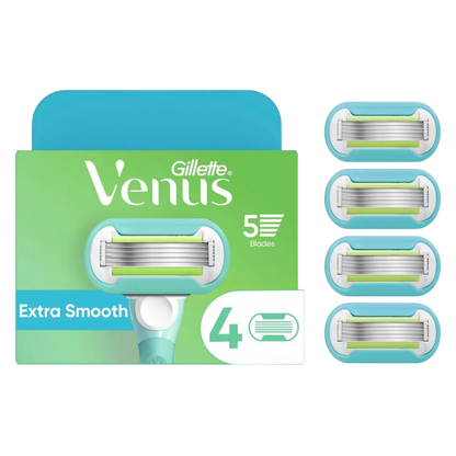 Gillette Venus Extra Smooth Women’s Razor Blades, 5-Bladed Razor Refills, 4 Count