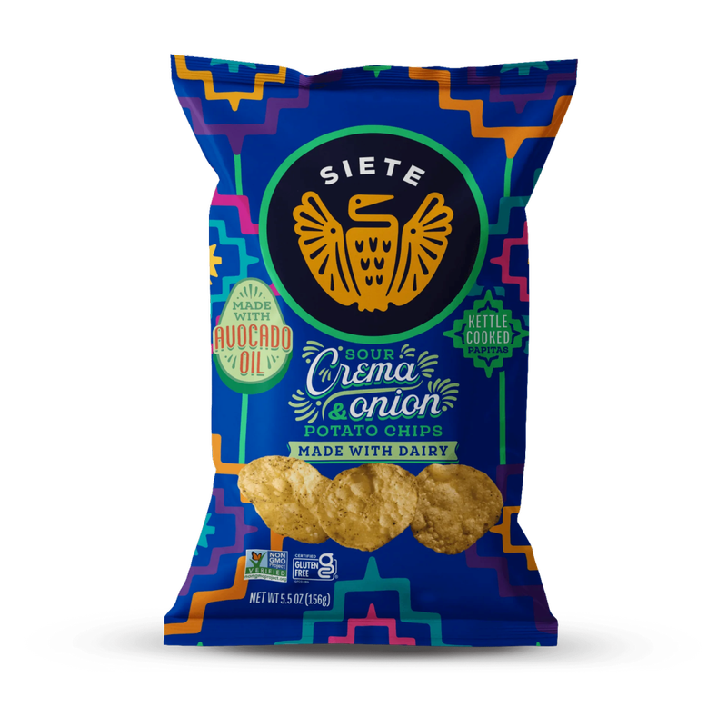 Siete Sour Crema & Onion Kettle Cooked Chips, 5.5 oz