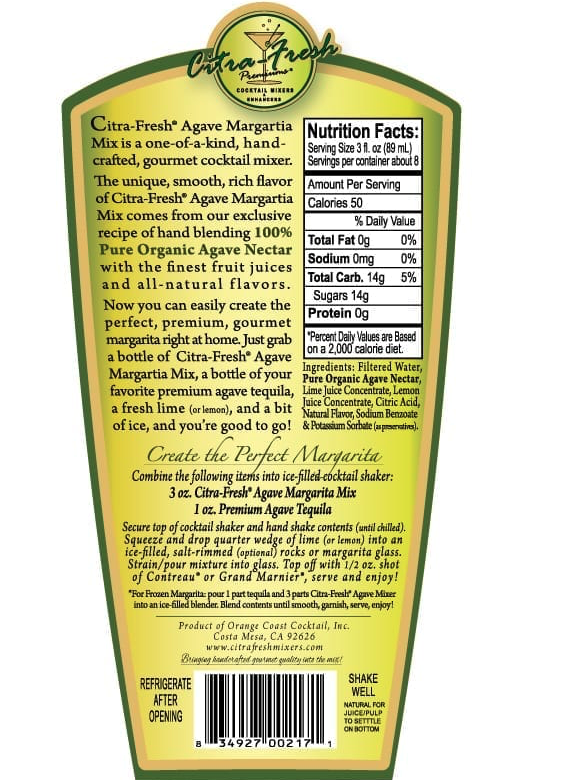 Citra Agave Lemon Lime Margarita Mix 750ml Btl
