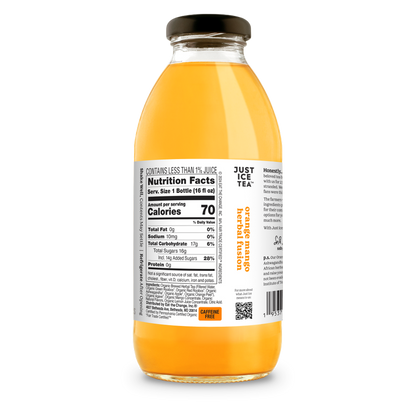 Just Ice Tea Organic Orange Mango Herbal Fusion 16oz Glass Bottle