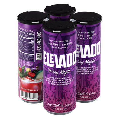 Elevado THC 5mg Berry Mojito Cocktail 4pk 12oz Can