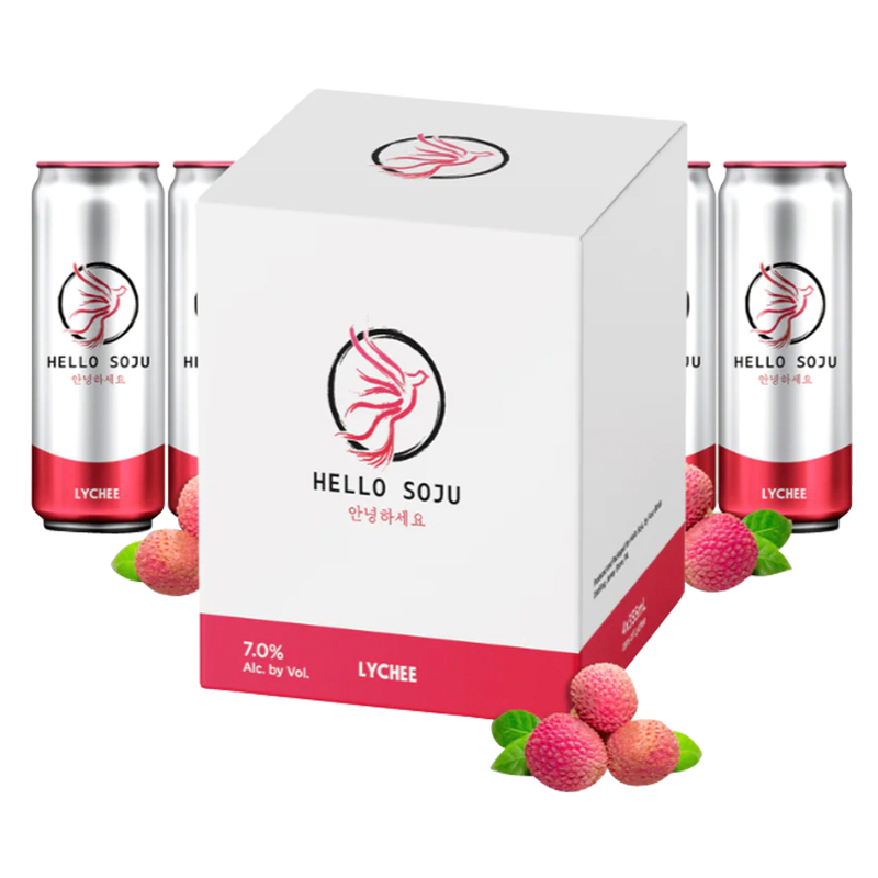 Hello Soju Lychee 12oz 4pk 7%ABV